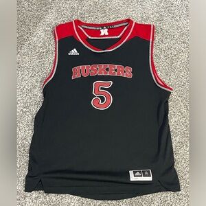 Adidas x Nebraska Cornhuskers Jersey #5 Black Red Basketball Sz Youth XL Boys